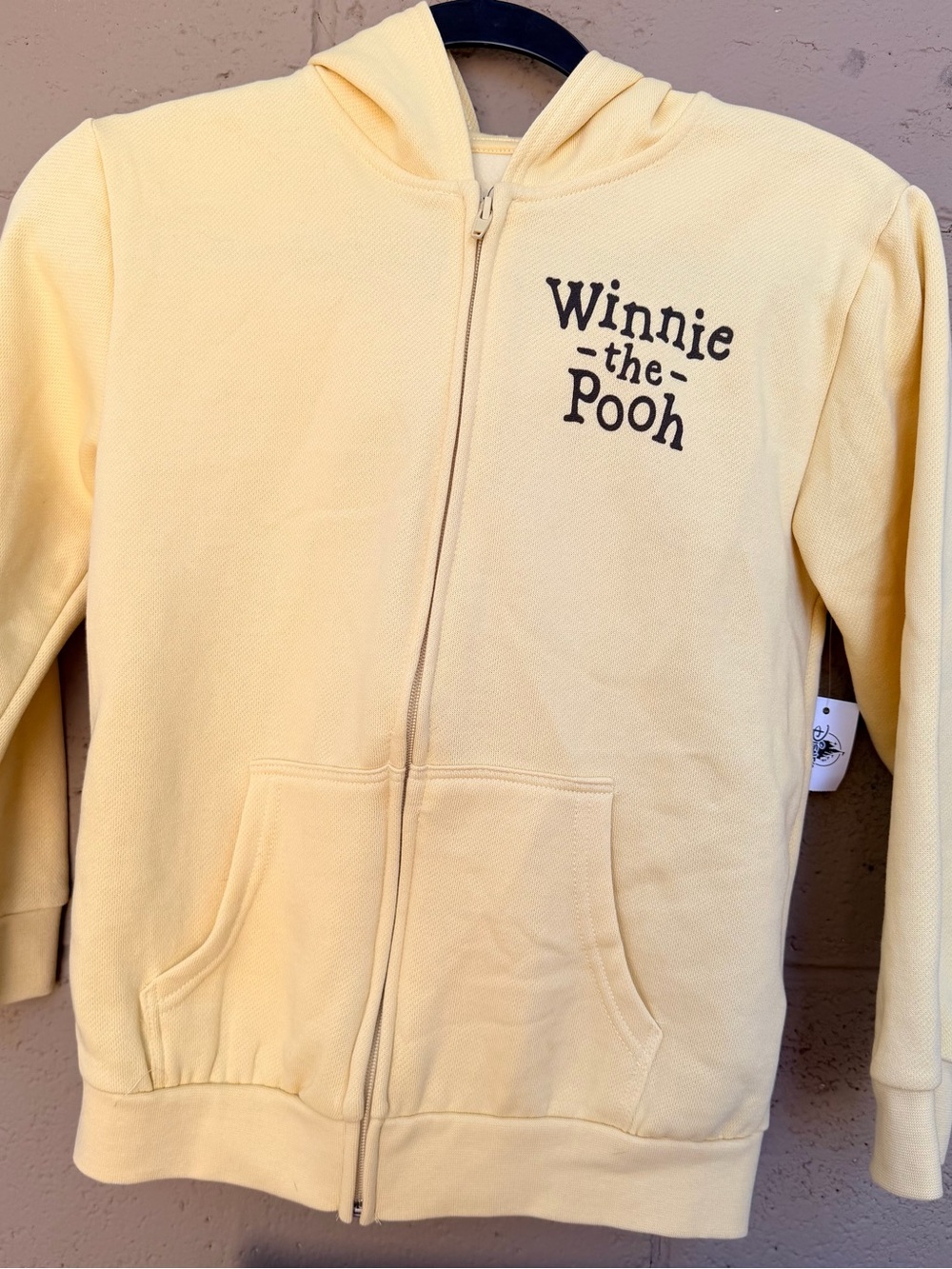 Disney Youth 9/10 Yellow Winnie the Pooh Zip Hoodie NWT